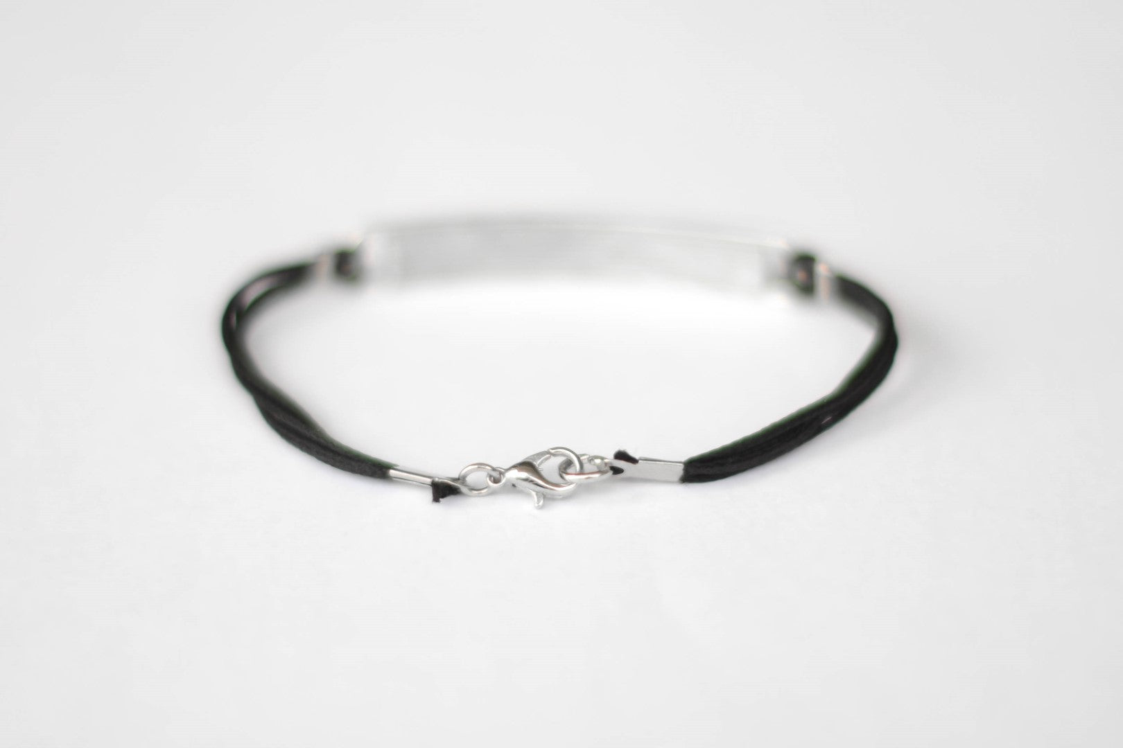 Silver believe charm bracelet for men, black cord, Christmas gift for him - shani-adi-jewerly