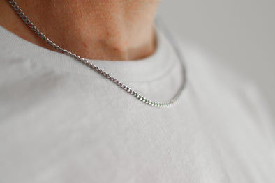 Silver link chain necklace for men - shani-adi-jewerly