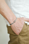 Silver UK bracelet for men, gray cord - shani-adi-jewerly