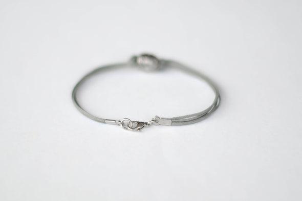 Silver UK bracelet for men, gray cord - shani-adi-jewerly