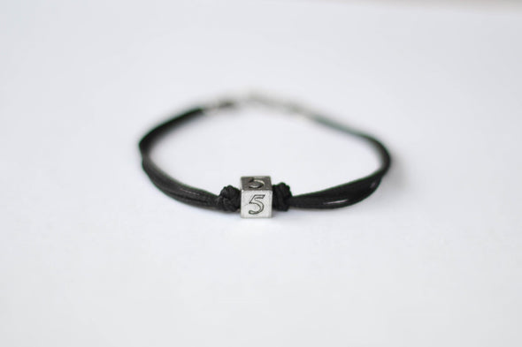 Number bracelet for men, black cord, personalised jewelry - shani-adi-jewerly