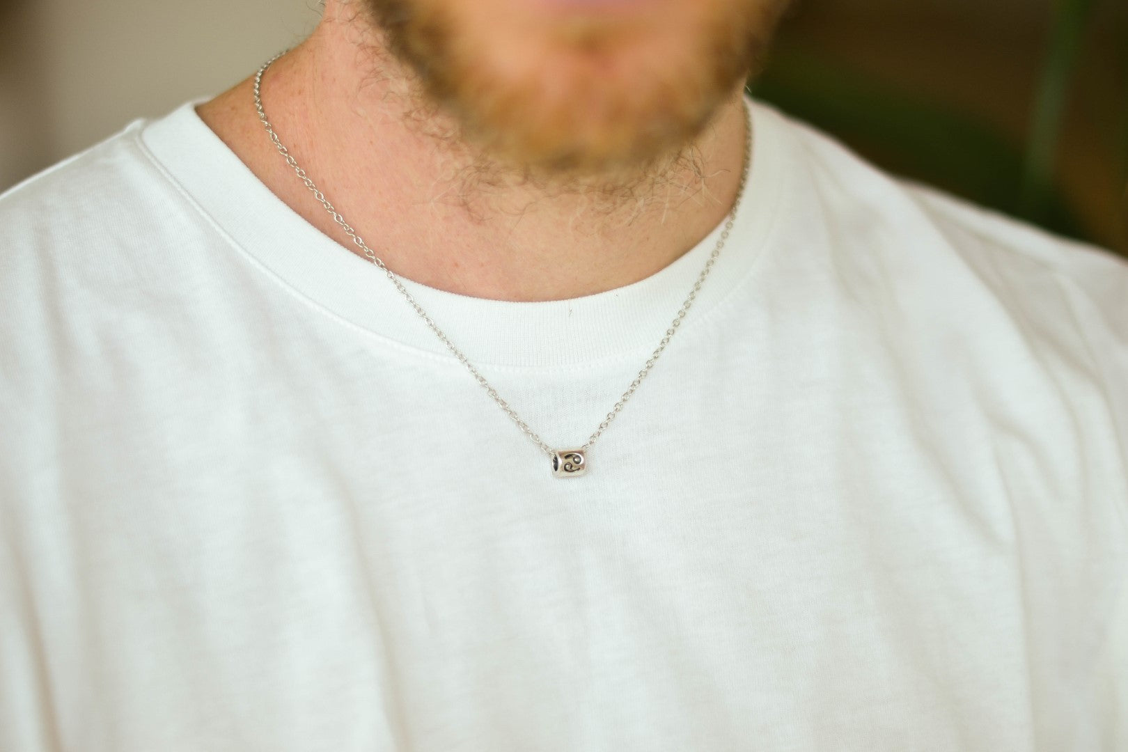 Zodiac signs necklace for men, cancer sign, stainless steel chain - shani-adi-jewerly