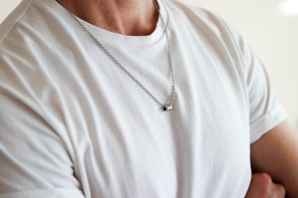 Halskette für Männer, Herren-Perlenkette, Edelstahl-Gliederkette, individuell gestalten