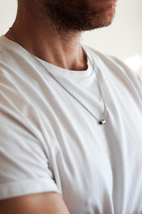 Halskette für Männer, Herren-Perlenkette, Edelstahl-Gliederkette, individuell gestalten