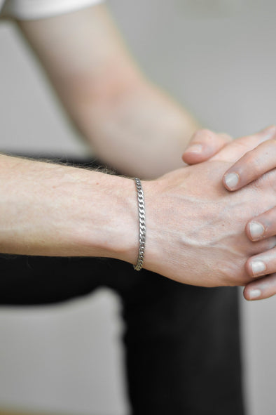 Silver links chain bracelet for men, gift for him, Valentine's day gift