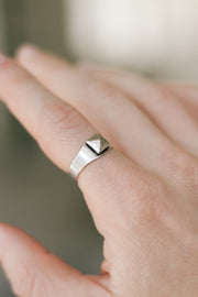 silver pyramid ring diamond shape ring for men - shani and Adi Jewelry