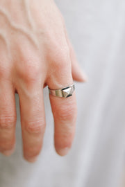 silver pyramid ring diamond shape ring for men - shani and Adi Jewelry
