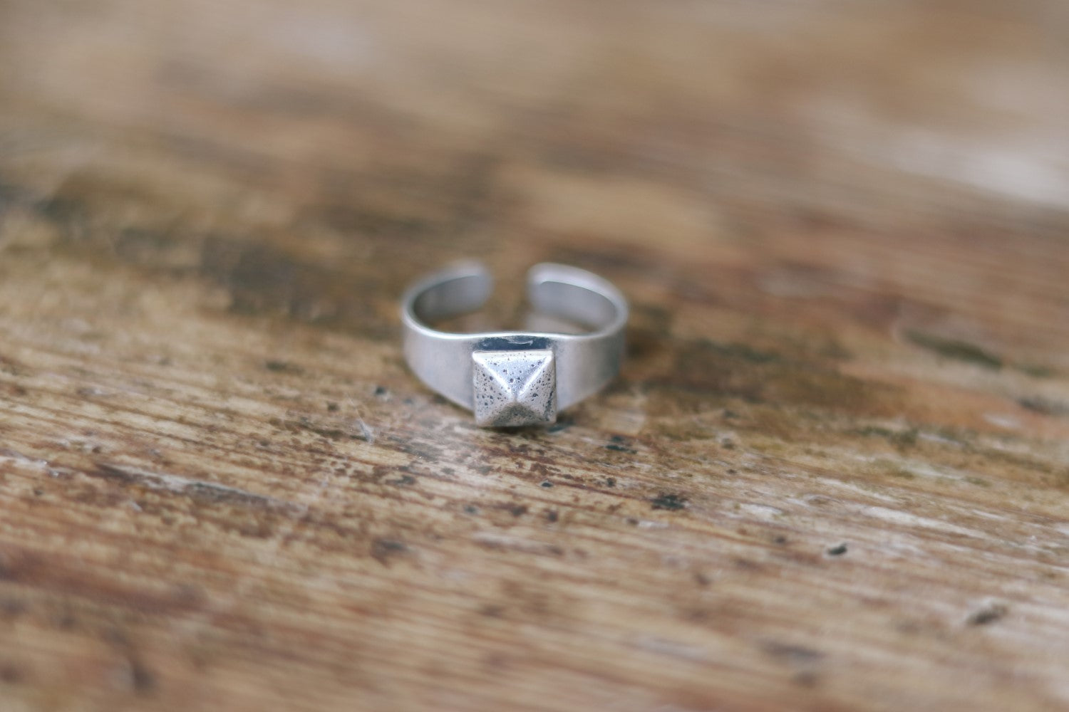 silver pyramid ring diamond shape ring for men - shani and Adi Jewelry