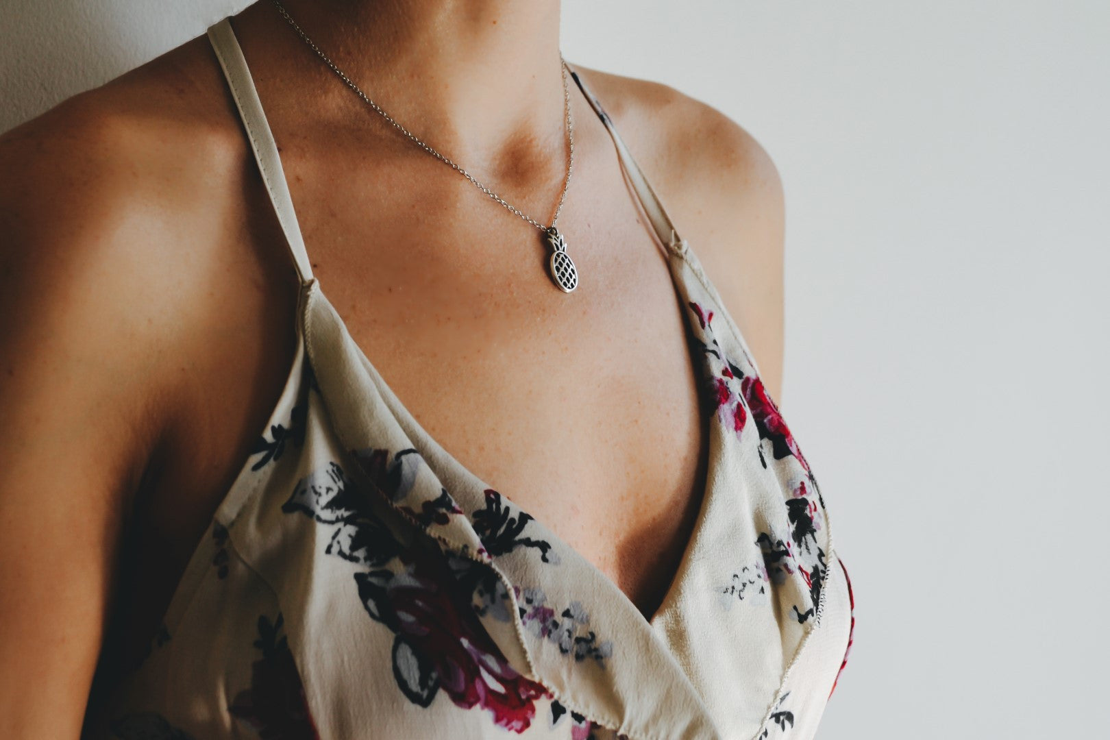 Silver pineapple pendant, stainless steel chain necklace for her - shani-adi-jewerly
