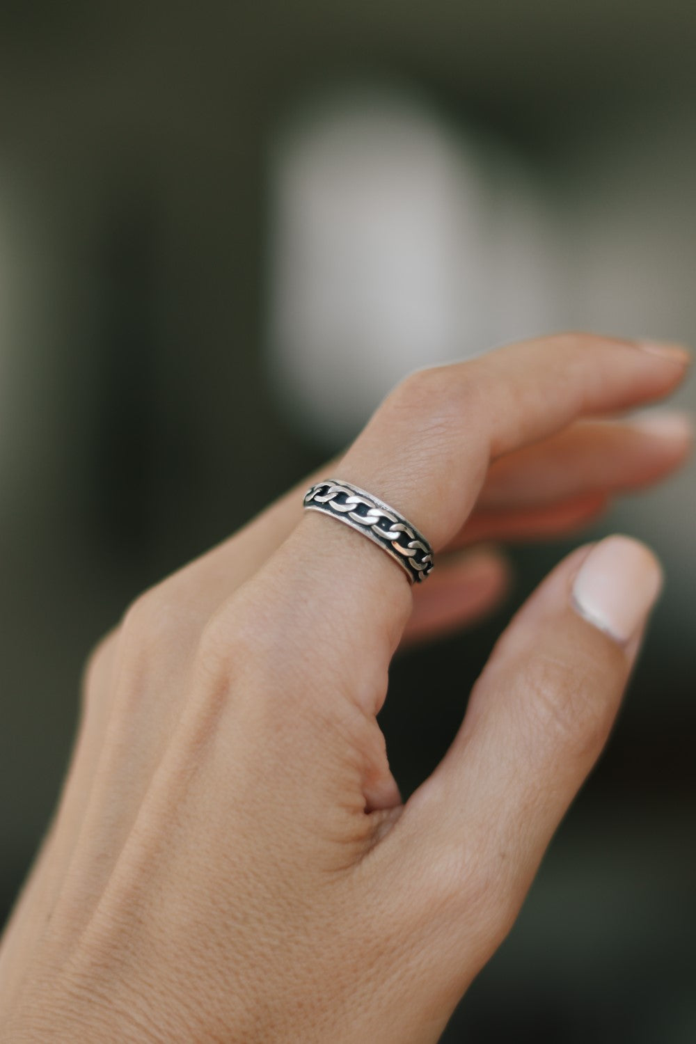 silver chain ring for women - shani and Adi Jewelry