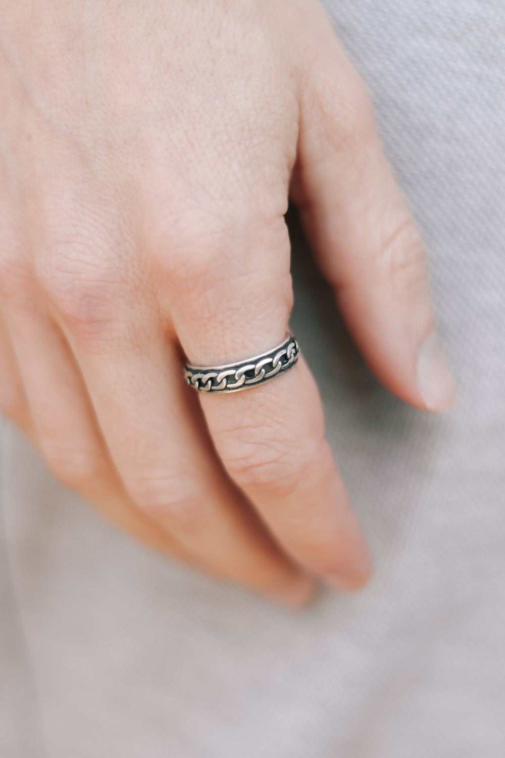 silver chain ring for men - shani and Adi Jewelry