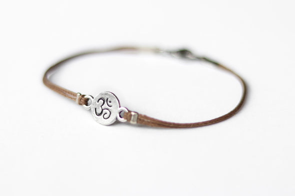 OM bracelet, women bracelet, personalised gift for her, brown yoga bracelet, adjustable