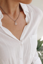 Silver sun necklace for women, stainless steel chain necklace, valentines day gift