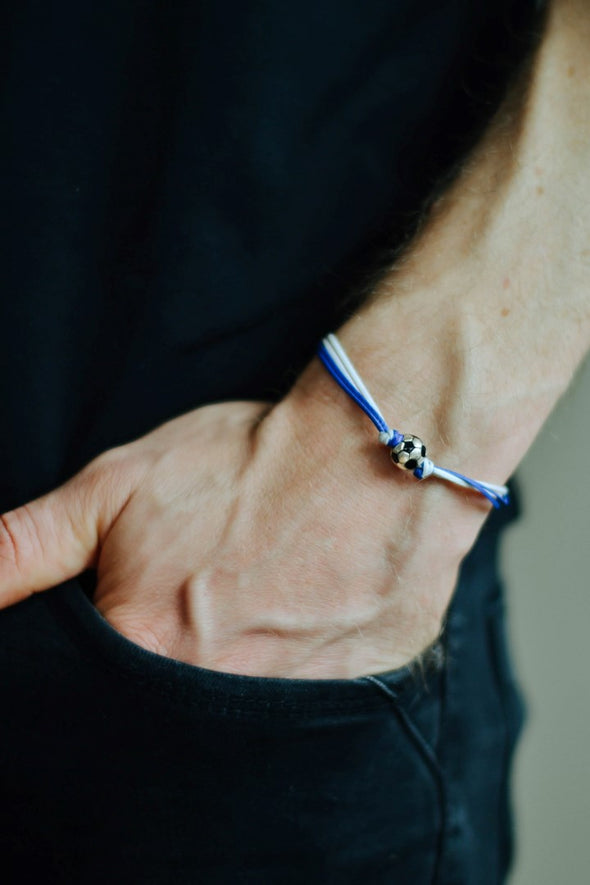 Blue and white soccer bracelet for men - shani-adi-jewerly