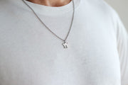 Silver cat necklace for men, stainless steel chain, animal pet necklace - shani-adi-jewerly