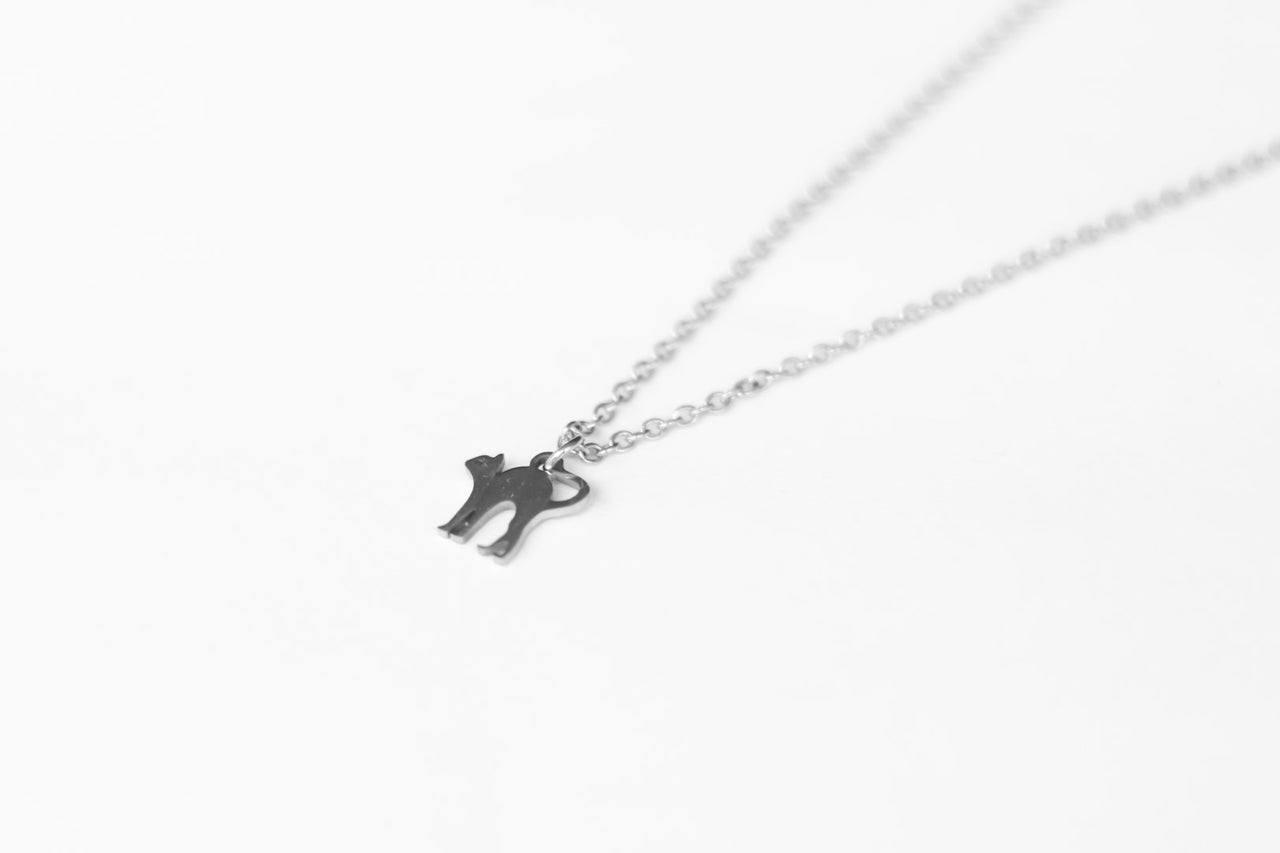 Silver cat necklace for men, stainless steel chain, animal pet necklace - shani-adi-jewerly