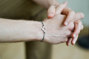 Bracelet for men, stainless steel clover charm, gray cord, waterproof bracelet - shani-adi-jewerly