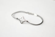 Bracelet for men, stainless steel clover charm, gray cord, waterproof bracelet - shani-adi-jewerly