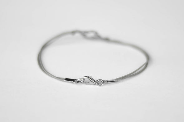 Bracelet for men, stainless steel clover charm, gray cord, waterproof bracelet - shani-adi-jewerly