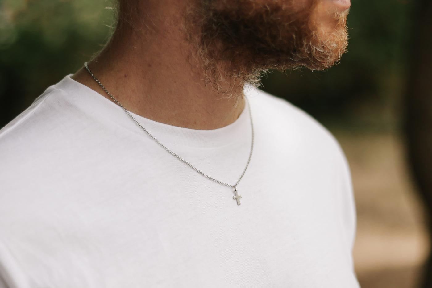Waterproof Silver Cross Necklace for Men
