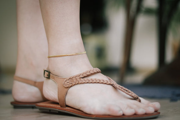 Gold tone chain anklet, ankle bracelet, gift for her