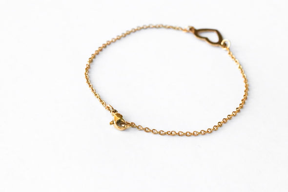 Heart anklet, gold tone chain ankle bracelet, custom size