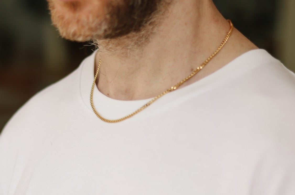 Gold tone stainless steel link chain necklace for men – Shani & Adi Jewelry