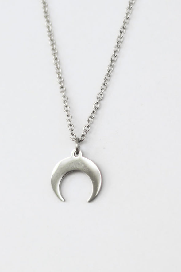 Half moon necklace for men, silver chain, gift for him, upside down crescent moon necklace, waterproof jewelry