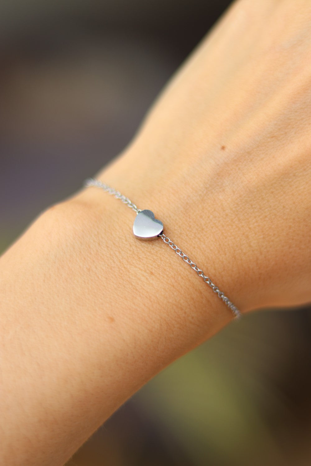 Herzarmband, wasserfestes Silberkettenarmband, kleines Herzperlen-Charm-Armband, personalisiert