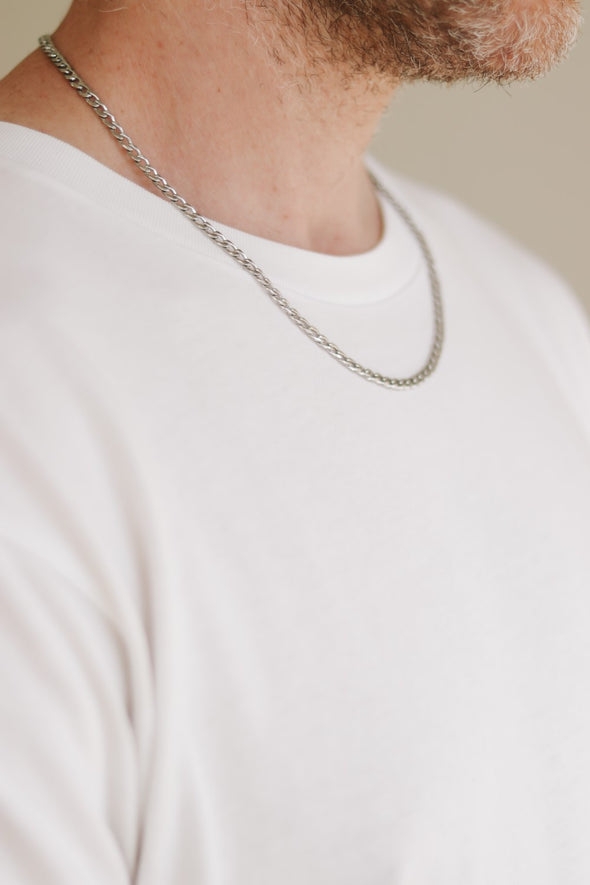Silver links chain necklace for men, men's necklace, stainless steel cable chain, gift for him, minimalist mens jewelry, gourmet chain