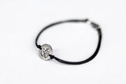 handmade silver om bracelet for men, black cord - shani and adi jewelry