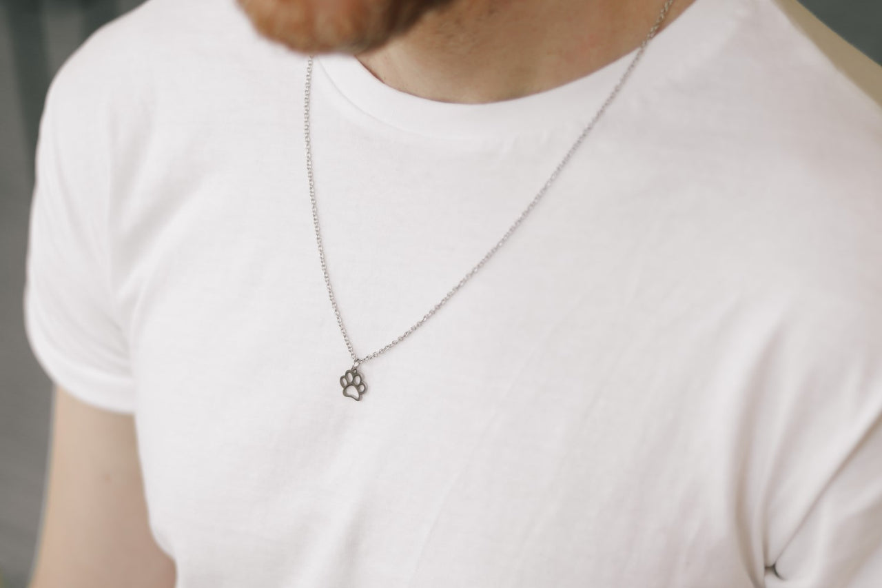 Pfotenkette für Männer, Silberkette, Geschenk für ihn, wasserfeste Haustierkette, Tierliebhaber, Festivalschmuck