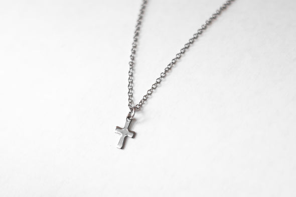 Cross necklace, women necklace with silver cross charm, christian catholic jewelry, waterproof chain, gift for her, customisable size, girl