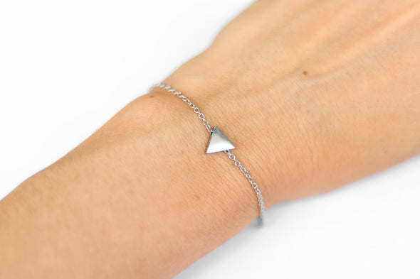 Triangle bracelet, waterproof silver chain bracelet, tiny triangle bead charm bracelet