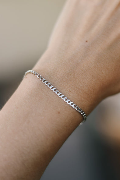 Silver tone chain bracelet, stainless steel, waterproof bracelet, gift for her, festival jewelry
