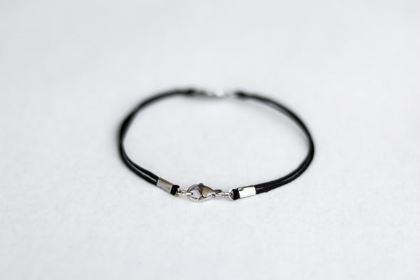 silver yin and yang bracelet for men black cord - shani and Adi Jewelry