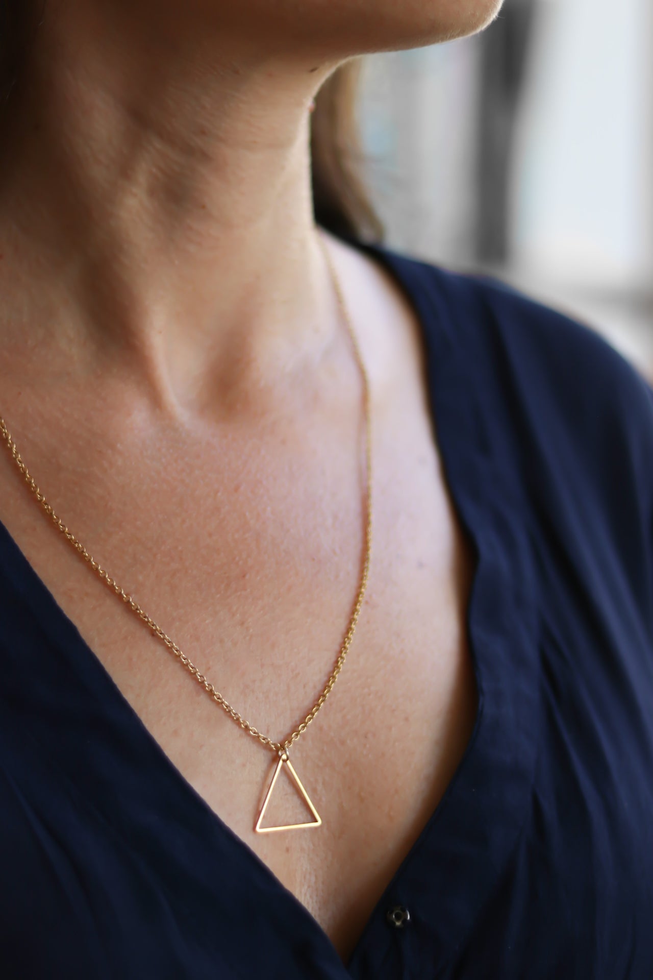 Goldfarbene Dreieckskette für Damen, Edelstahlkette