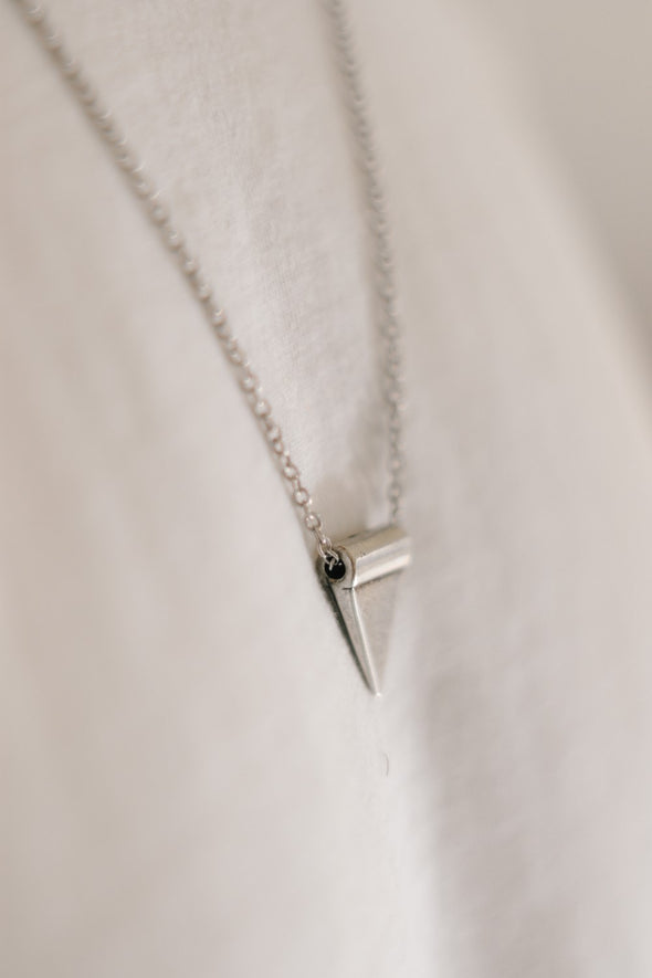 Triangle necklace for men, triangle bead, silver link chain, gift for him, geometric