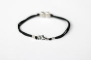 kids bracelet with children charms for men silver beads black string