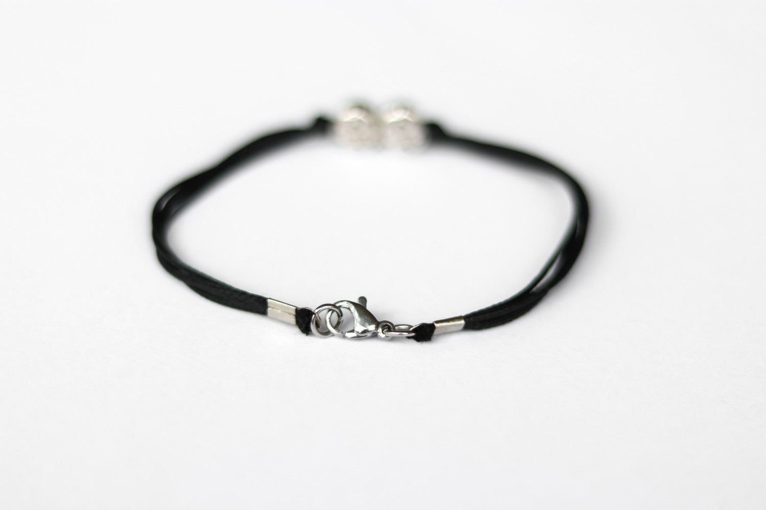 kids bracelet with children charms for men silver beads black string