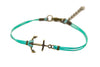 Cord bracelet with a bronze anchor charm, turquoise string - shani-adi-jewerly