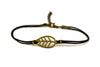 Black leaf bracelet, black cord - shani-adi-jewerly