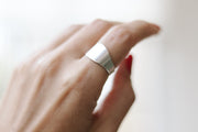 silver flat ring for women - shani and Adi Jewelry
