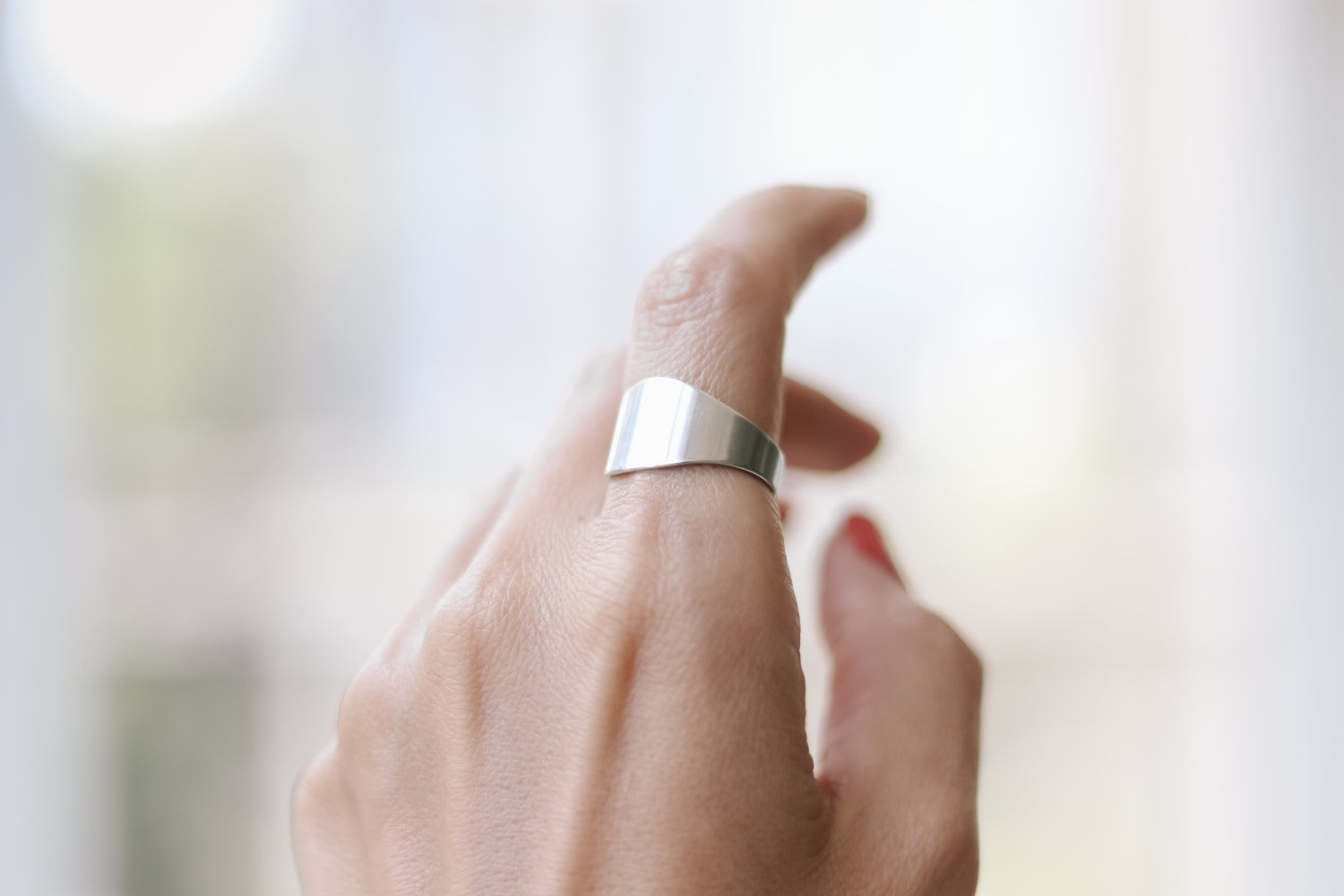 silver flat ring for women - shani and Adi Jewelry