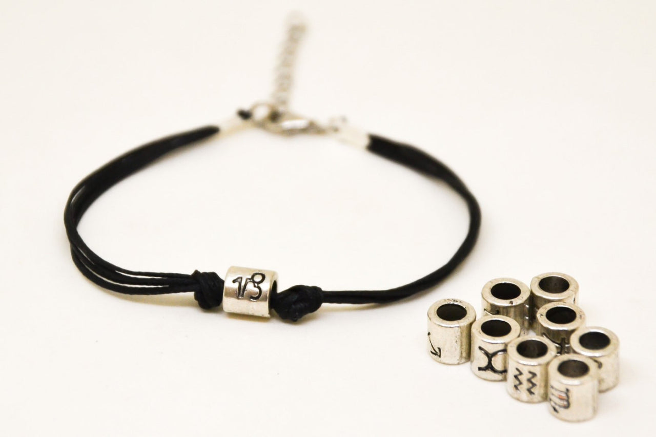 Zodiac signs bracelet, Capricorn sign, black cord - shani-adi-jewerly